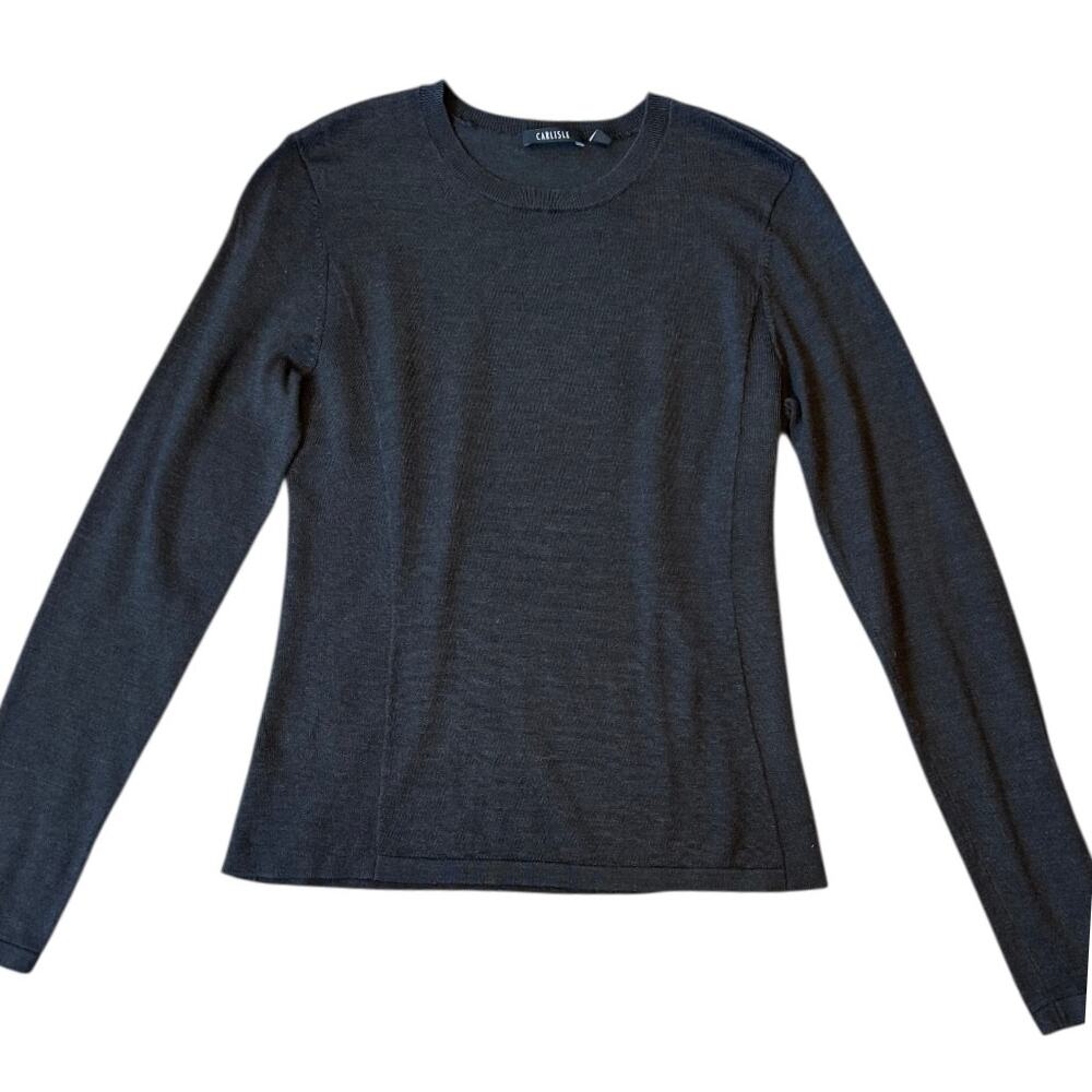 EUC Carlisle Silk Blend Charcoal Gray Pullover Sweater Size Medium